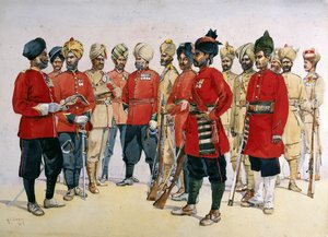 VCO, NCO e sepoy di vari reggimenti del Punjab, illustrazione per 